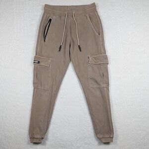 YoungLA Pants Mens Medium Beige Cargo Joggers Sweatpants Pockets Athletic Gym